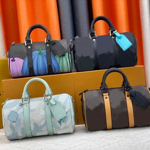 Kudde väska män väska man tygväska designer mini duffel väskor lyx canvas läder utdörr resväska kvinnor axel väska vatten droppe bläckstråle tryck vävda breda remmar