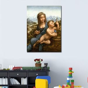 Yüksek kaliteli Leonardo da Vinci Yarnwinder el yapımı tuval sanat modern restoran dekor Madonna boyama