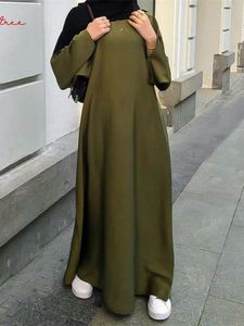 Etnisk kläd mode satin sliky djellaba muslimsk klänning dubai full längd flare hylsa mjukt glansigt abaya dubai kalkon muslim islam robe wy921 230720