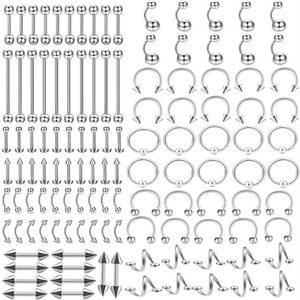 Set of 120PCS Body Piercing Stud Kit Stainless Steel Piercing Accessory For Both Men And Women3217