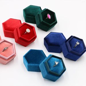 Jewelry Pouches Hexagon Velvet Box Ring Storage Big Sized Lovely Woman Anniversary Gift Pendant Package Case Wedding Proposal
