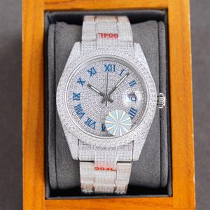 Orologio da uomo Full Diamond 40mm Orologi meccanici automatici Acciaio inossidabile 904L Cinturino in argento Orologio da polso da uomo da polso da uomo M257W