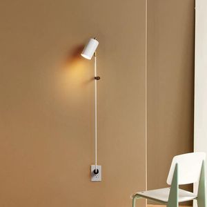 Vägglampa modern nordisk minimalistisk designer ledningar gratis socket typ el vardagsrum sovrum gången