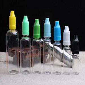 Toptan PE/PET şişe 5ml 10ml 15ml 20ml 30ml 50ml Boş Şişe Çocuk geçirmez kapak E sıvı yağ şişeleri ile plastik damlalık şişeleri tclni