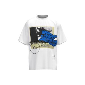Camisetas masculinas High Street Cactus Jack Lightning com estampa de letras manga curta Camisetas masculinas de verão gola redonda Y2K largas largas camisetas casuais 230720