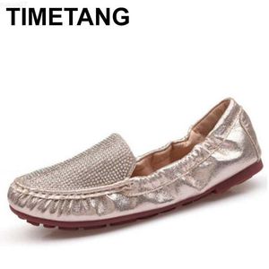 Scarpe eleganti Timetang Luxury Rhinestone Women Scarpe Spring Autumn Fashion Weight Wams Ballet Flats Lady Fold-Able Shoese783 L230721