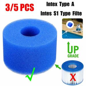 3 5 PCS Swimming Pool Foam Filter Svamp återanvändbar tvättbar Biofoam renare poolskumfilter Intex S1 Typ A SWIM Accessorie2747