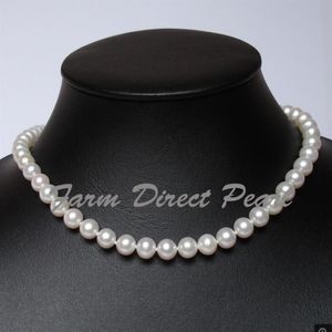 Fine Pearls Biżuteria Naturalna 16-calowa choker oryginalny 9-9 mm biały naszyjnik perłowy309i