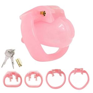 Cockrings Dispositivo di castità maschile in resina rosa HT V4 con 4 Cock ring plastica gabbia di gallo pene legato castità feticismo e giocattoli sessuali 230720