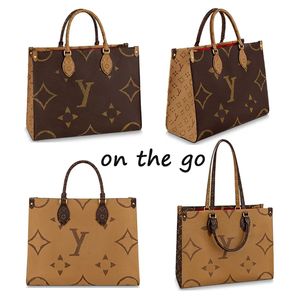 Tote Bag Totes Handbag Classics Luxury Floral On The Go Women's Fashion Totes Real Leather Large Capacity Shopping Bags Old Flower Brown lattice MM 2023 New Items