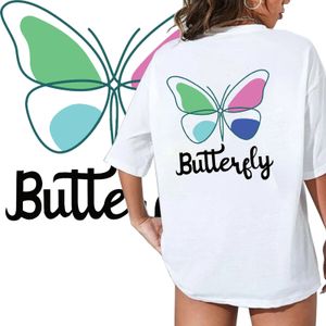 Women's T-Shirt Beautiful Colored Butterfly Walk By Faith Printing T Shirt Vintage Women Graphic Jesus Christian Bible Tee Shirt y2k top 230721