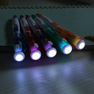 Caneta de iluminação luminosa de leitura noturna multifuncional pequena lanterna caneta esferográfica LED caneta de luz publicitária284M