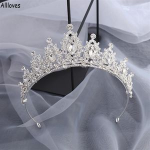 Silverkristaller Brudkronor Huvudstycken Sparkle Pärled Tiaras för Women Party Ceremony Wedding Brides Hårtillbehör Smycken He285G