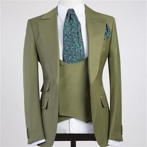 Green Men Suits Blazer do kostiumu weselnego Homme Groom Tuxedos Zestaw Terno Masculino Slim Fit Vintage Piece męskie Blazers 2218