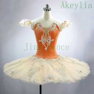 Pêssego laranja tutu panqueca quebra nozes tutu de natal para meninas performance tutus balé clássico traje de palco balé profissional255c