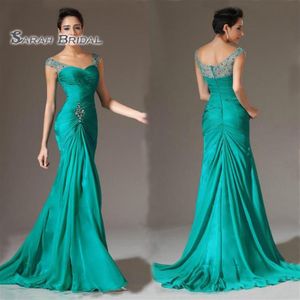 2020 Vintage Plus Size Abito senza maniche per la madre Chiffon Abito da festa formale Meimaid Ricevimento di nozze Usura con perline Lunghezza del pavimento332R