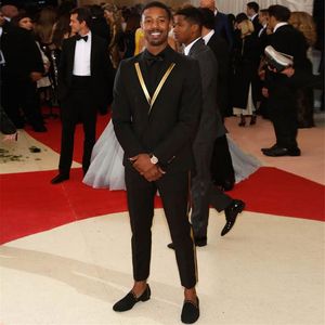 Fashion Slim Fit Celebrity Men Suits Gold notched Lapel Wedding Suits For Men Prom Tuxedos Two Pieces Formal Blazers Jacket Pants266D