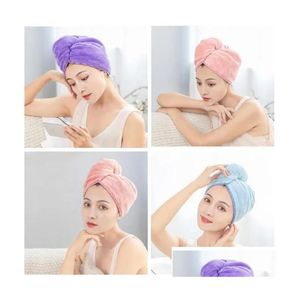 Other Bath Toilet Supplies Microfiber Hair Towel Quick Drywomen Shampoo Magic Dryer Wrap Shower Cap Scrub Cleaning Tool Bathroom W Dhjs3