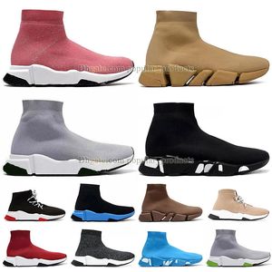 Balenciaha Designer Sock Shoes for Mens Womens Slip-On Knit Sho Balencial Balenciegas Balenciaigalies Walking Casual Sneakers Tidlösa och mångsidiga tränare