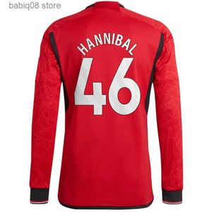 2023 24 Rashford Player Wersja koszulki piłkarskie długie Hannibal Fred Garnacho B. Fernandes Sancho Martinez Home Red Football Shirt krótkie mundury T230720