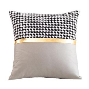 Almofada decorativa almofada imitação de couro capa de tecido tecnologia fronha para sala de estar sofá nórdico luxo costura c215s