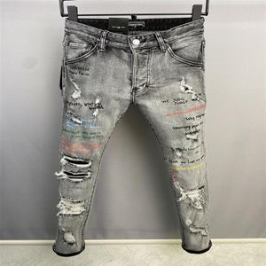 DSQ PHANTOM TURTLE Jeans Masculino Moda Clássica Jeans Masculino Hip Hop Rock Moto Masculino Design Casual Jeans Rasgados Desgastado Skinny 228F