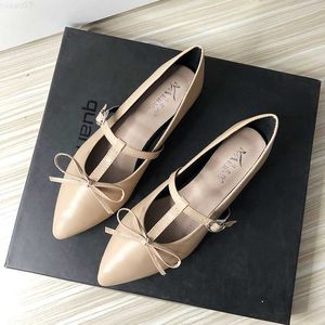 Dress Shoes Flat Shoes for Women 2022 Spring New Mary Jane Bow Scoop Boat Shoes White Women Flats Soft Leather Casual Shoes Size 41 42 43 L230721