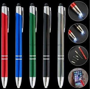 Multifunktionell LED -ljus ficklampa Stylus Smart Ballpoint Pen 3 In1 Metal Ballpoints Rådgivande Promotion Gift Outdoor Emergency Torches