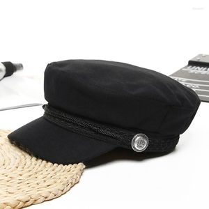BERETS 2023 Trend Winter Hats for Women French Style Wool Baker's Boy Hat Cool Baseball Cap Black Visor Peaky Blinders