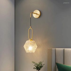 Wall Lamp All Copper Led Postmodern Light Luxury Minimalist Living Room Background Bedroom Bedside Aisle Corridor