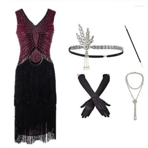 Scene Wear 1920 Gatsby Party Length Dress Vintage Women paljetter Maxi Vestidos Pärled Flapper 20S Club Floor Length Charlesto Dresses