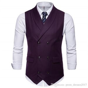 2020 Anpassad vår- och hösten New Gentlemen Pure Color Double-Breasted Man Armor Men British Western Armor Large Size Vest Coa265R