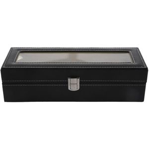 Titta på Case Leather Watch Box Jewelry Box Gift for Men 6 Fack - Black230c