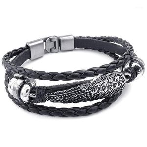 Charm Bracelets Retro Metal Fivela Pulseira Jóias Wing Angel Braid Cuff Liga De Couro Fantasia Para Homem E Mulher Corrente De Mão Cor B225B