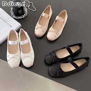 Kleid Schuhe Damen Ballerinas Neu in Sandalen Frauen Lolita Casual Außerhalb 2023 Sommer Mode Slides Schmetterling-Knoten Weibliche Mary Jane Schuhe L230721