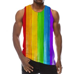 Men's Tank Tops Rainbow Tank Top For Men 3D Print Colorful Sleeveless Pattern Top Graphic Vest Multicolor Tees Sport Gym Beach Tanks 230721