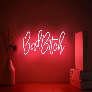 Bad Bitch Insegne da parete al neon fatte a mano in vero vetro per la casa Light Room Home Bedroom Girls el Beach 15x8 pollici 236o