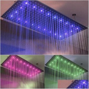 Bathroom Shower Heads No Need Battery 24X31 Inches Colorf Led Head Sprinkler Temperature Control 3 Color Changing Bateroom Lighting Dhg7Q