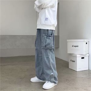 Men's Jeans Large Pocket Work Suit Harajuku Style Fall Straight Loose Relaxed Pants Y2k 230720