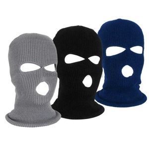 Vinter varma masker full ansikte täcker motorcykel skidmask hatt 3 hål balaclava armé taktisk vindtät stickad mössa hatt som kör cykel mössor