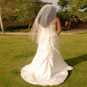 popular simple design wedding veils short elbow length one layer cut edge tulle bridal accessory custom made225k