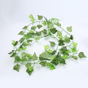 Decorative Flowers 210cm Green Silk Artificial Hanging Ivy Leaf Garland Plants Vine Fake Foliage Creeper Grape Leaves Home Decoration