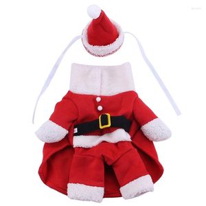 Dog Apparel Cat Christmas Costume Clothes Santa Winter Suit Red Hat Skin Friendly Fashion Pet Drop