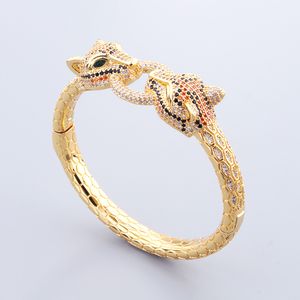 moda oro 18 carati due braccialetti in argento leopardato per ragazze donne moglie figlia mamma lusso Moda unisex designer di gioielli Donne gioielli regali per feste Vendita di nozze