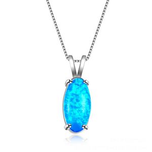 Bröllop smycken turhine 1st underbar stil fin blå oval äkta opal ädelsten silver mode kvinnor charm halsband pendant203z