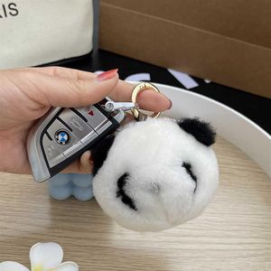 Cute little panda car key chain Korean design ins Plush Doll Bag pendant2857