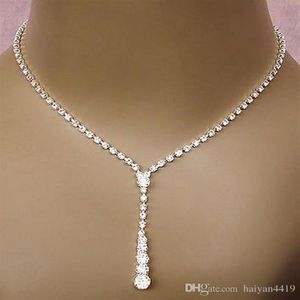 2022 BLING CRYSTAL BRIDAL SMYCKE SET Silverpläterad halsband diamantörhängen bröllop smyckesuppsättningar för brudbrudtärna kvinnor AC264I