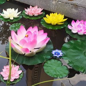 Garden Decorations Patio Decoration Fake Lily Flower for Decor Outdoor Waterfall Pond Fish Tank Mini Solar Lotus 230721
