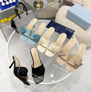 Designer Sandals Quilted Nappa Sandal Soft Suede Leather Slippers Chunky Heel Flower Stiletto Heel Fashion Slipper High Heels With Box