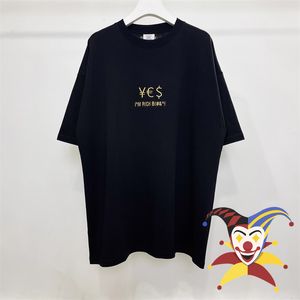 Mens TShirts Vetments I am Rich Gold Embroidery Currency Symbol Tshirt ss Large Vintage VTM 230720